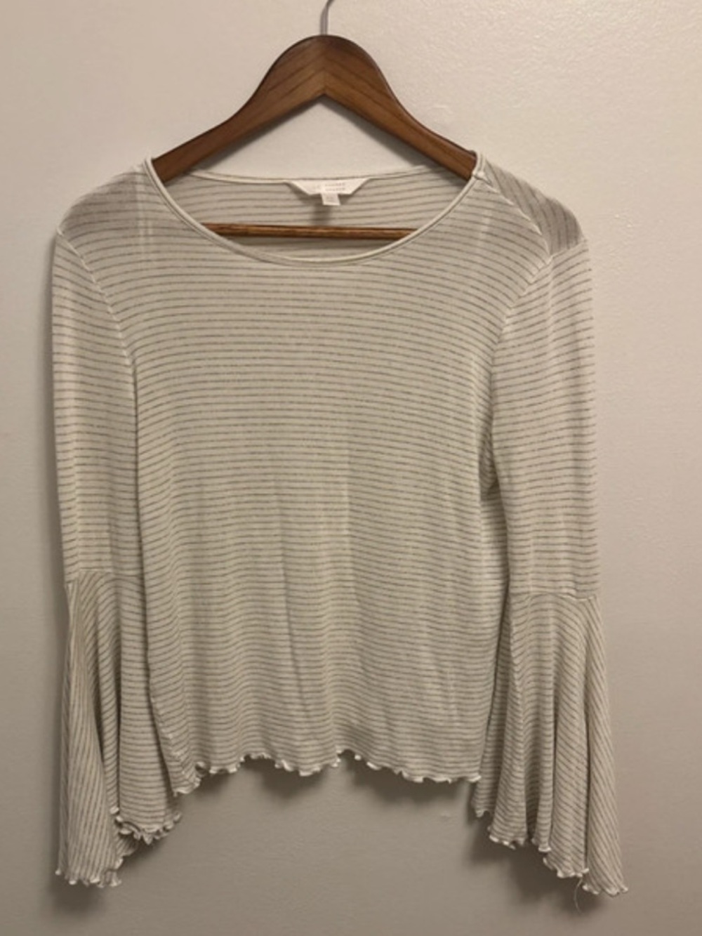 Women’s Lightweight Striped Bell-Sleeve Top - off white